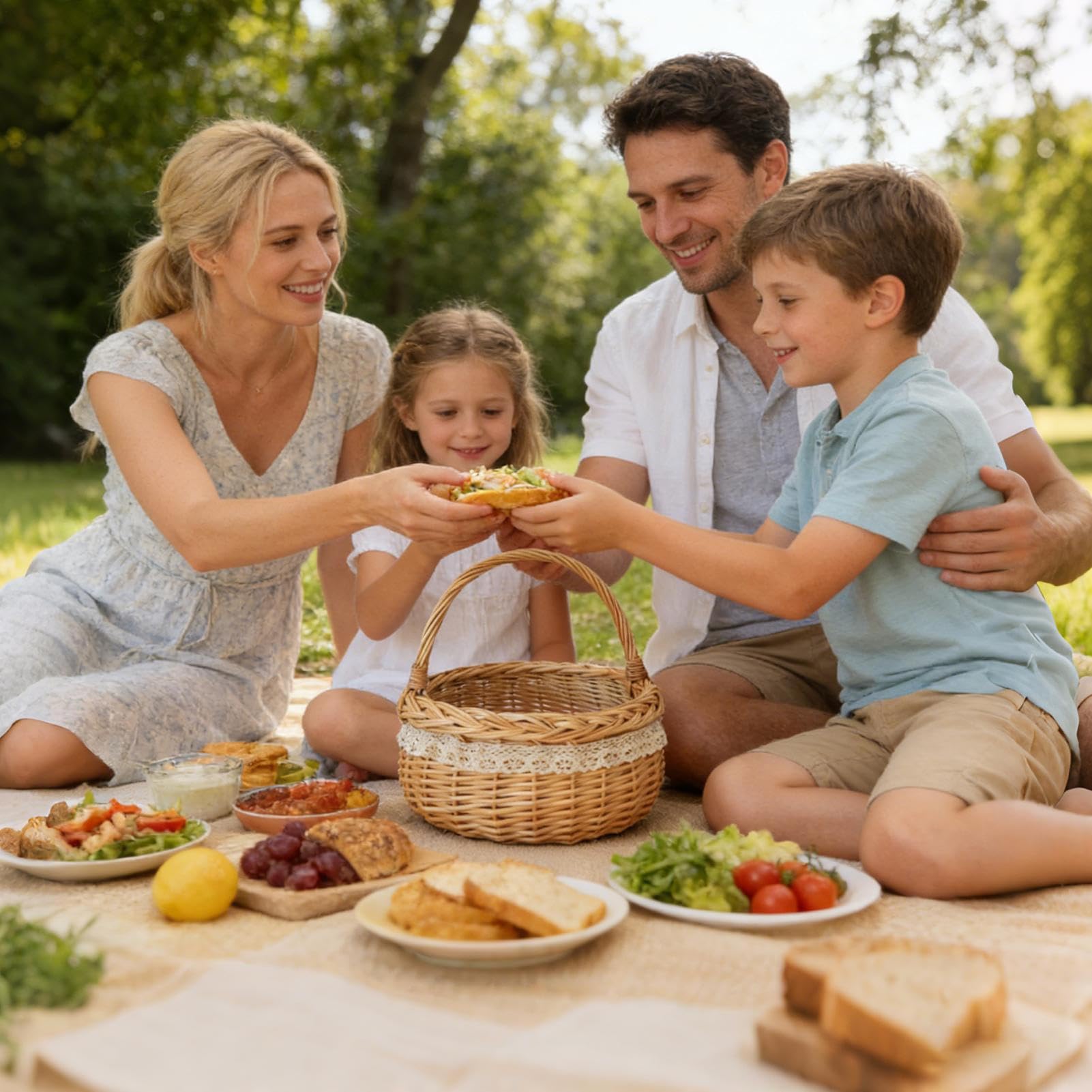 Cestino da picnic | decorazione in naturale con manico cestino da picnic | per Pasqua all'aperto raccolta di bouquet, cucina, soggiorno