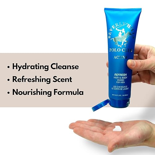 Miniatura 3 de Beverly Hills Polo Club Jabón refrescante y limpiador para el cabello y el cuerpo para hombres con aromas de diseñador de lujo BHPC 8.5 oz (activo)