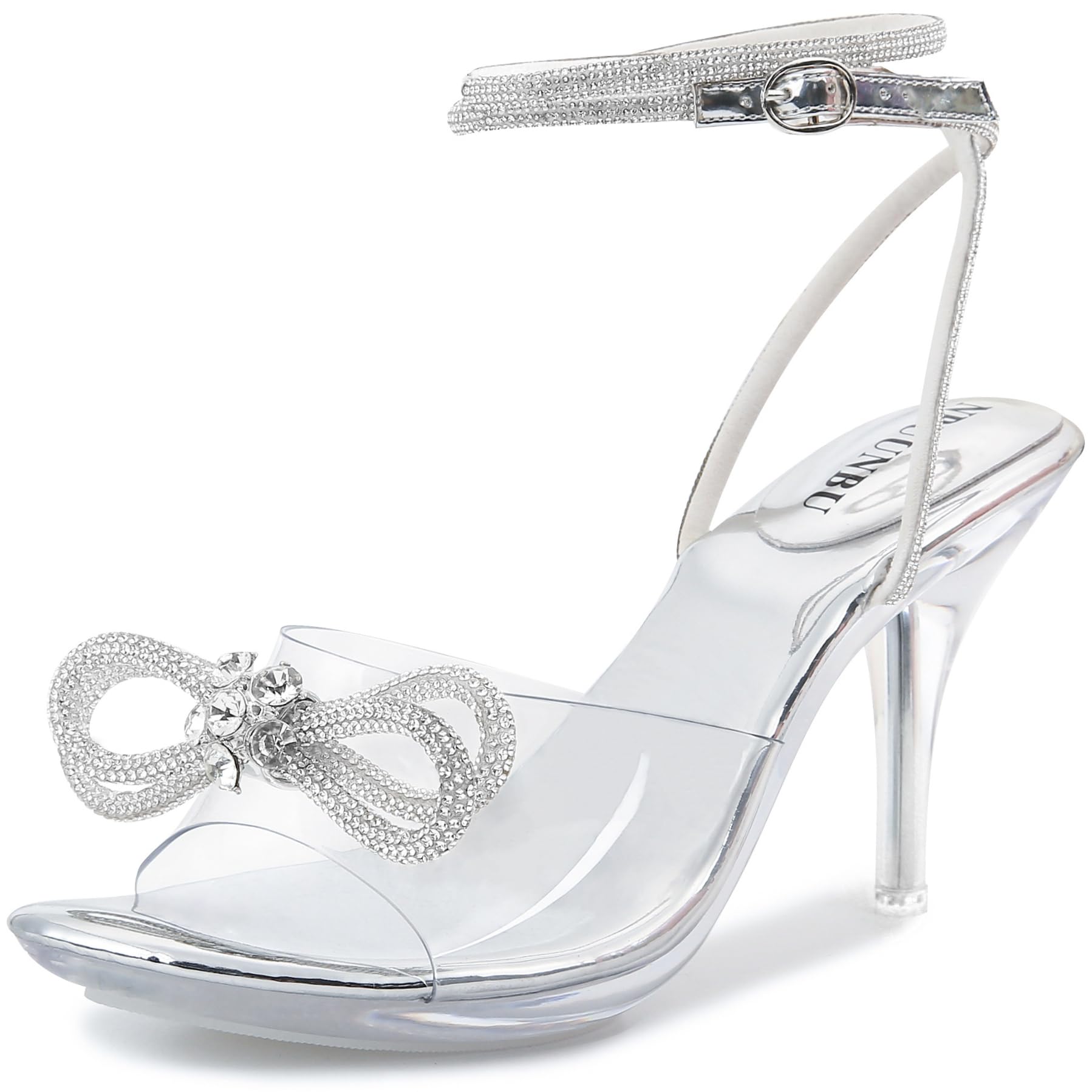 Butterfly Mule Heels Clear Nbuunbu Clear Heels With Rhinestone Bow
