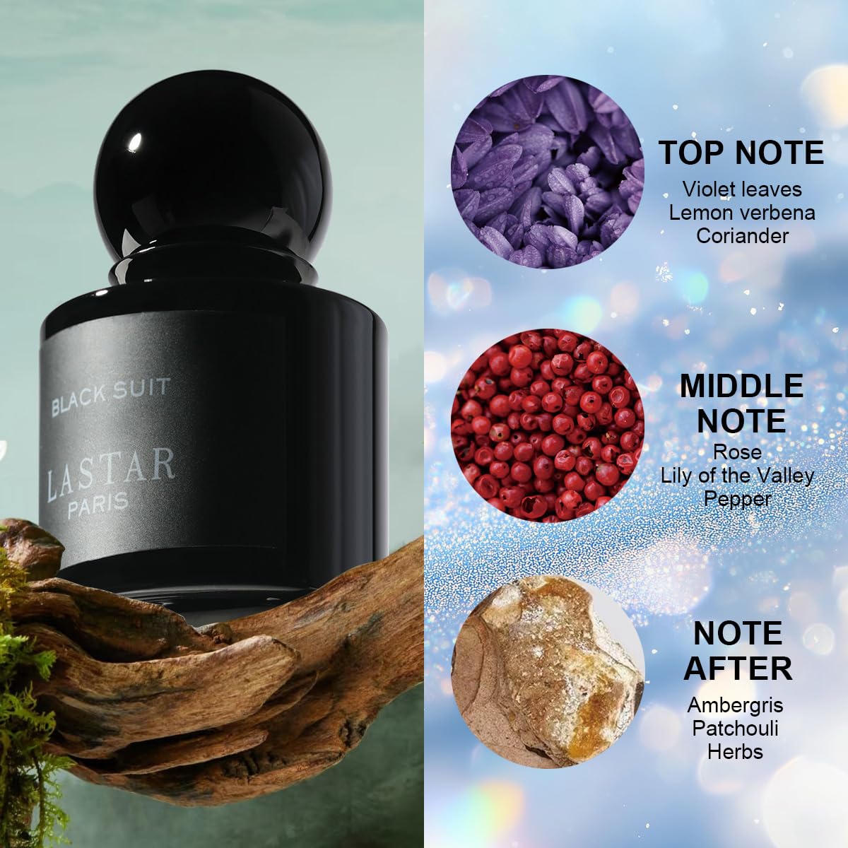 LASTAR Profumo durevole, dimensioni da viaggio, Eau de Parfum, foglie viola, rosa, ambra, perfetto per Natale, Capodanno, San Valentino, regalo di compleanno, donna e uomo, 30 ML*2