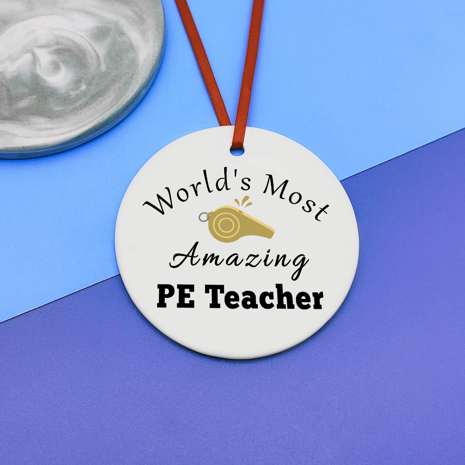 Physical Education Teacher Gift Ceramic Ornament Appreciation Gifts for PE Christmas Ornament Teacher Gifts from Student Retirement Present for Teachers Thank You Gift PE Teachers Birthday Present