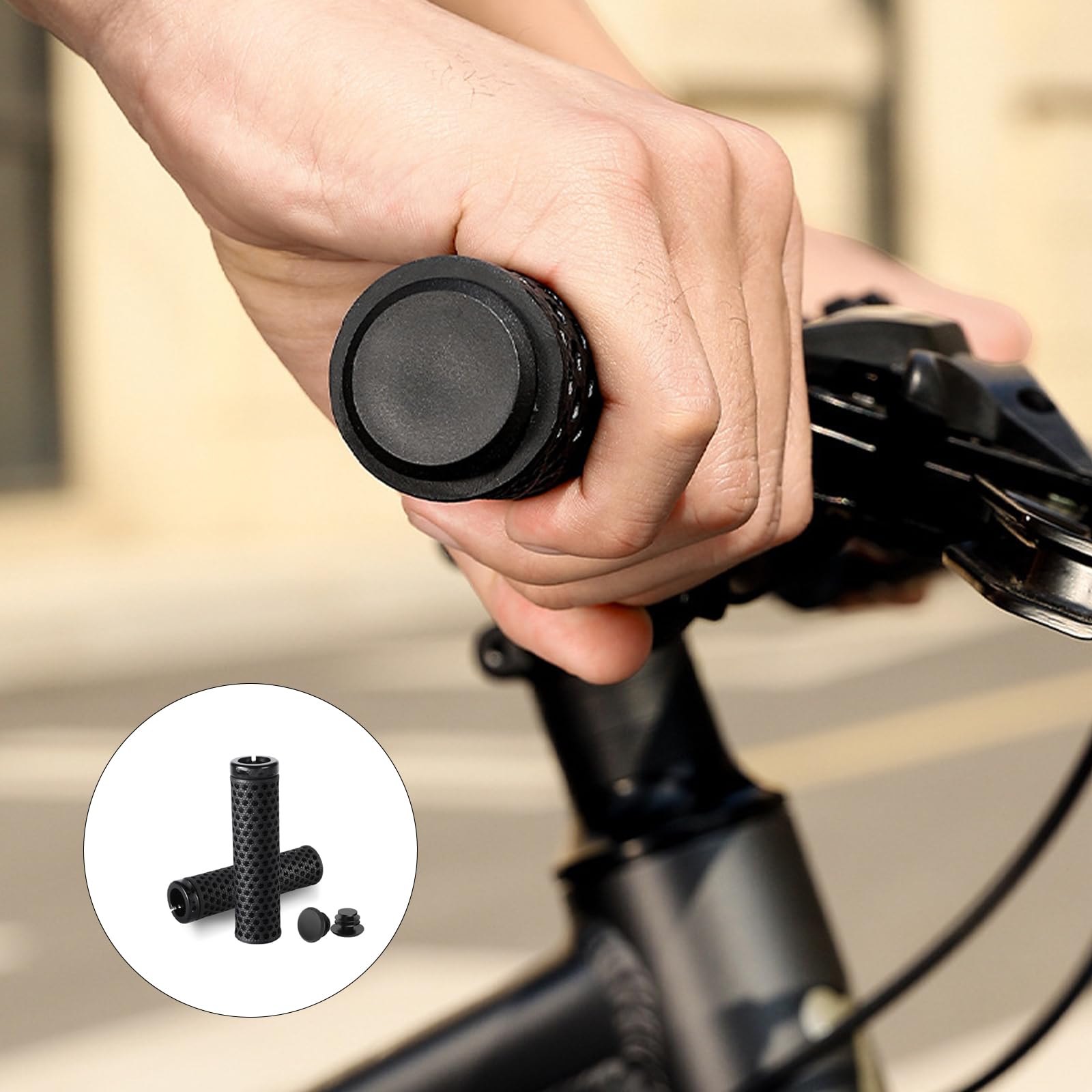 1 par de manillares de bicicleta de montaña con absorción de golpes, agarre final, cubierta para manillar de bicicleta de montaña