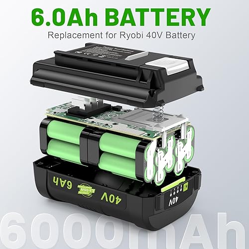 Miniatura 3 de ARyee 40V 6.0Ah OP4050A Reemplazo para Ryobi 40V Batería de litio OP4040 OP4015 OP4026 OP40201 OP40261 OP4030 OP40301 OP40401 OP40501 OP40601