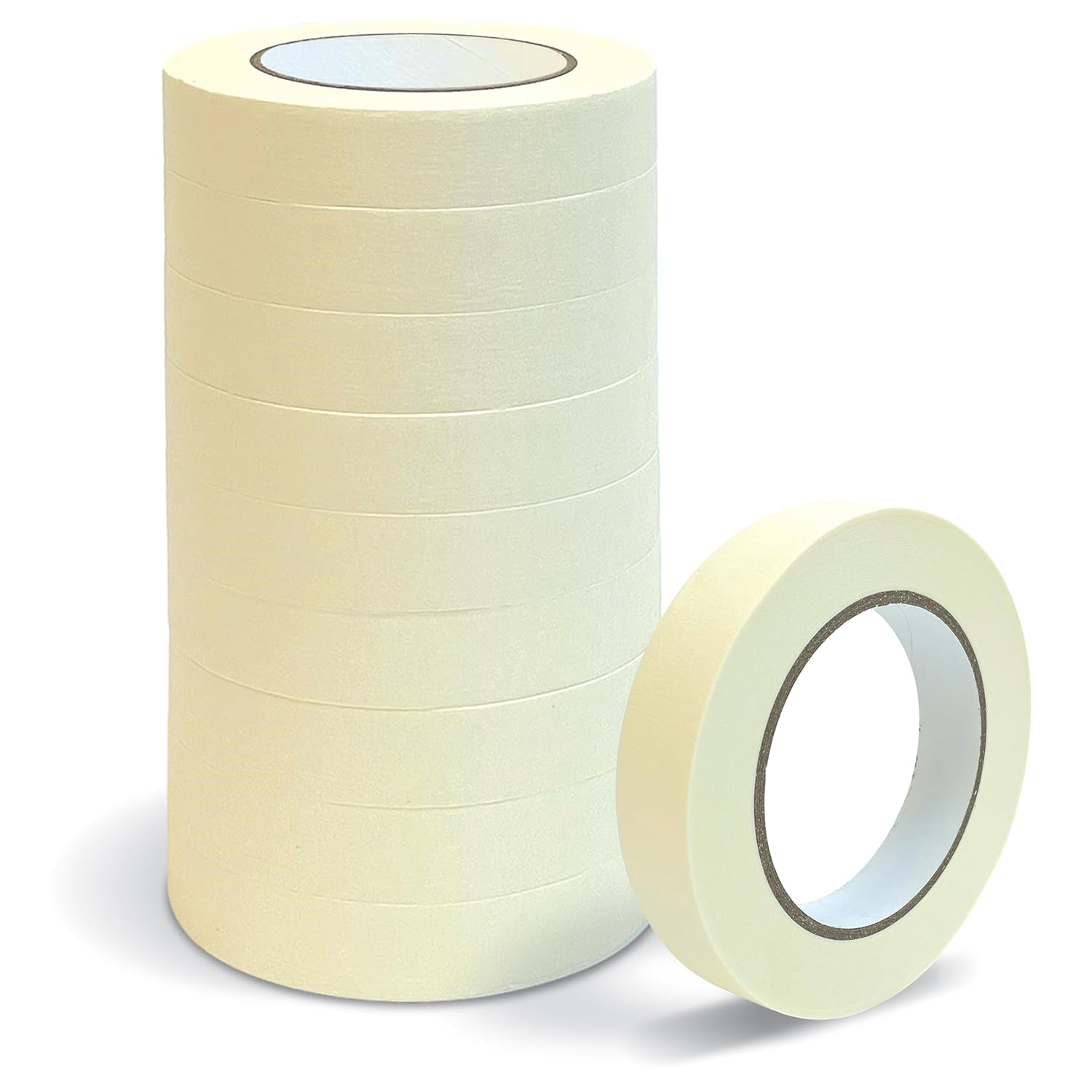 Masking Tape, 1 Inch x 55 Yards, Bulk 20 Pack, White Beige Color, Adhesive Painting Tape, Bulk Pack General Purpose Masking Tape, 20 Rolls x 55 Yards, 1100 Total Yards (20 Pack)