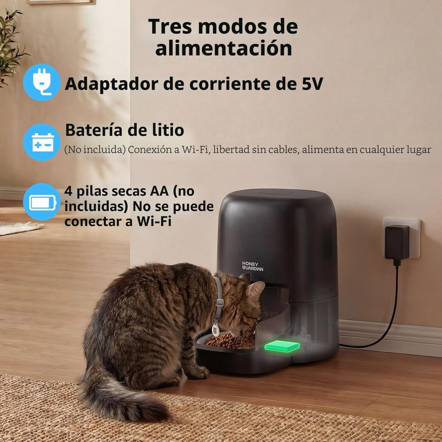 HoneyGuaridan RFID Comedero Automático para Gato, Comidas Activadas Mediante RFID, 5G WiFi Dispensador de Comida Gatos, Ideal para Hogares con Varias Gatos y Diferentes Regímenes Alimenticios