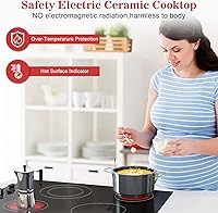 Vista 8 de Karinear Placa eléctrica de 30 pulgadas, 4 quemadores, control de perilla con placa de cerámica integrada, estufa eléctrica radiante de 30 pulgadas