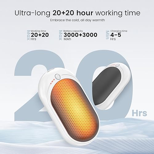 Miniatura 2 de ODOSOLA Calentadores de manos recargables, paquete de 2 unidades, 6000 mAh 2 en 1, calentadores de manos calientes portátiles eléctricos, máximo 20