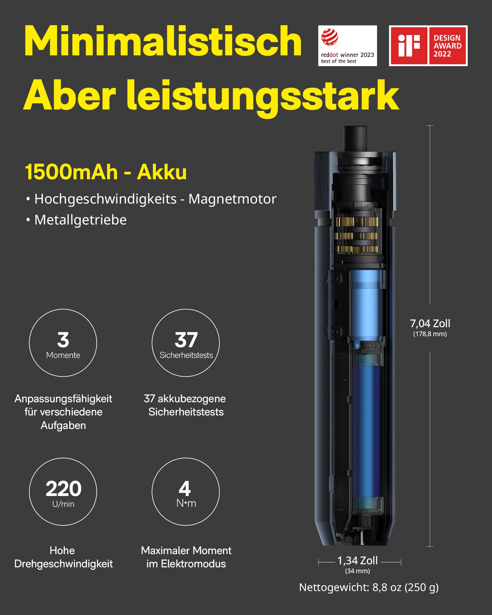 HOTO Elektrischer Schraubendreher Set mit 25 Magnetische Bits, LED-Licht