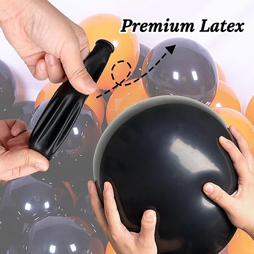 Miniatura 6 de 100 globos negros y naranjas de 12 pulgadas, globos de látex de Halloween, globos gruesos de helio para Halloween, boda, fiesta de cumpleaños