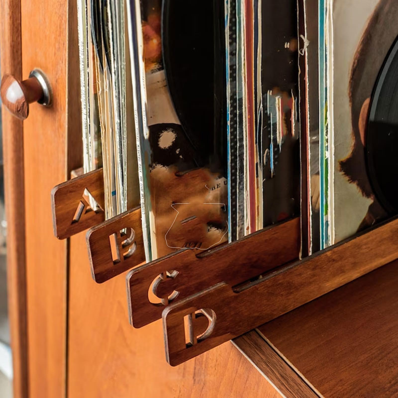 Divisores alfabéticos de discos de vinilo AZ Separadores de pestañas de categoría de madera Organizadores alfabéticos for CD, álbumes, libros, varios tamaños de registros Almacenamiento en estantes fo