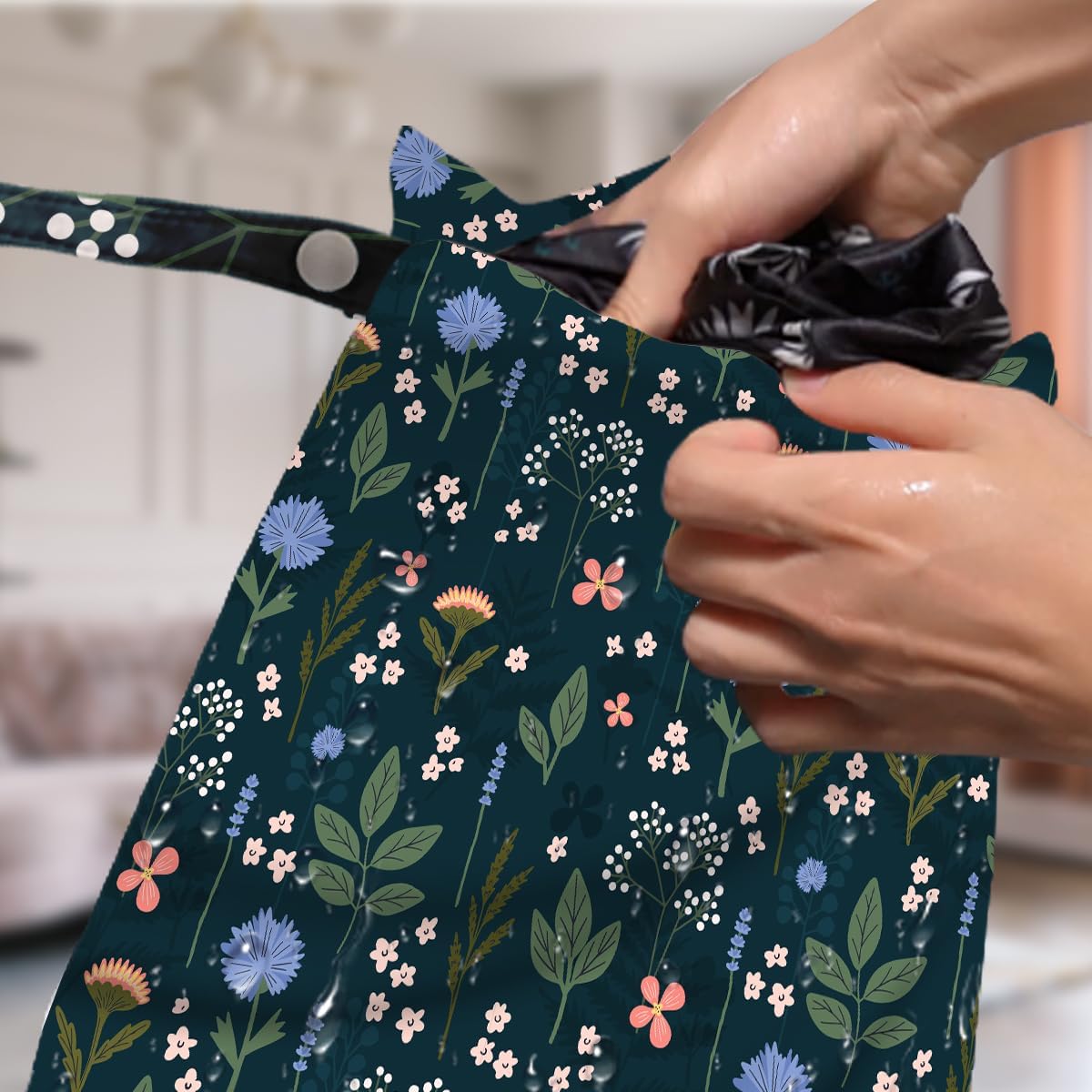4 Pack Cute Wet Bag Waterproof Washable Reusable Wet Dry Bag for Swimsuit Dirty Clothes Diaper Travel Beach Pool Yoga Gym Christmas PartyToiletries Beach Essentials, Forest Fox Cat Daisy Wildflower image 2