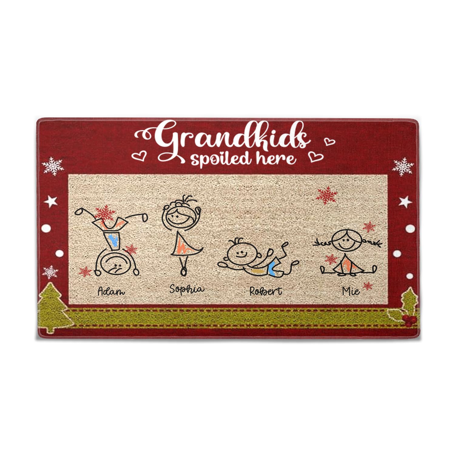 SHAANT Personalized Family Door Mat, Funny Welcome Mat Outdoor, Indoor, Gift for Grandparent, Grandkids Spoiled Here Doormat, Gifts for Family, Men,