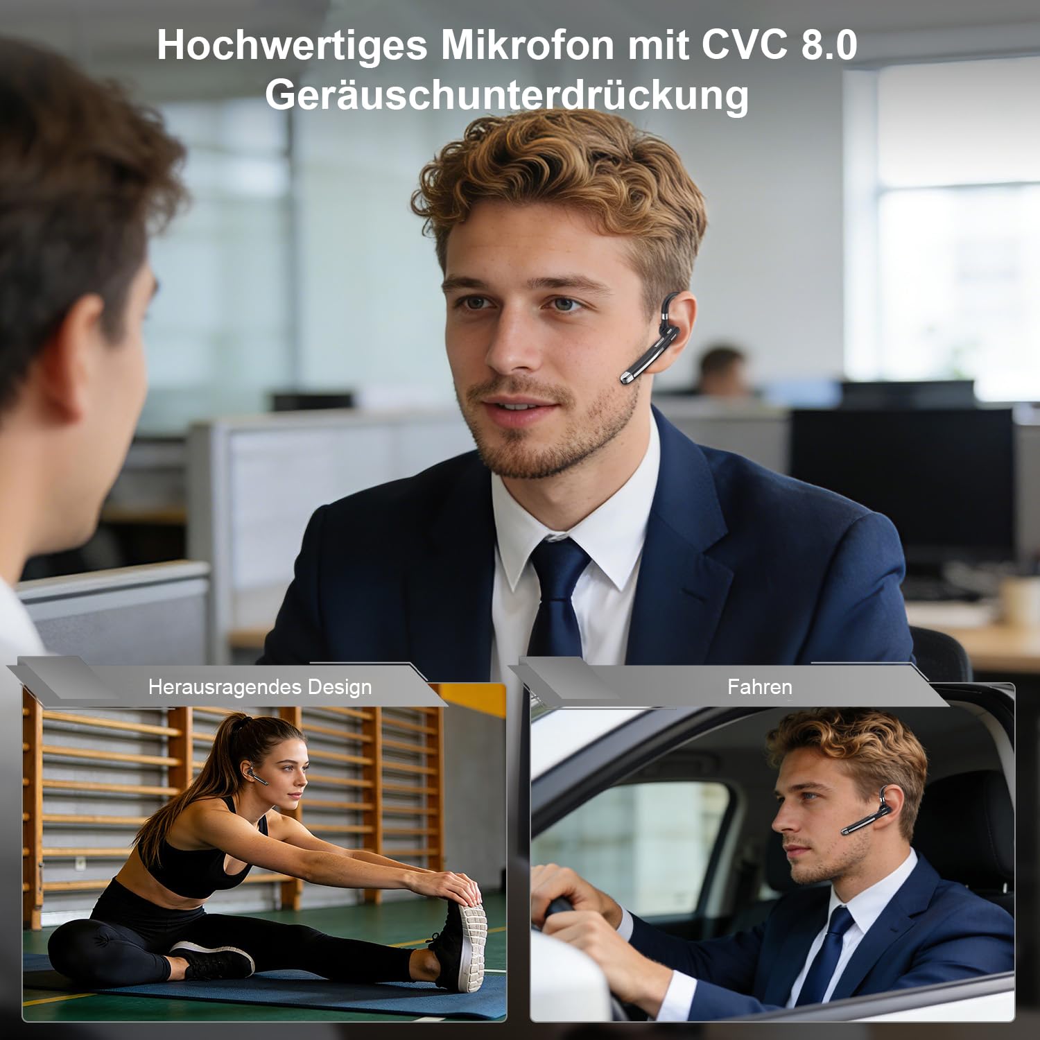 Auriculares Bluetooth 5. 4 CVC8.0 con cancelación de ruido, auriculares inalámbricos de 100 horas, con doble micrófono, caja de carga LED, conexión de dos dispositivos, manos libres, auriculares para