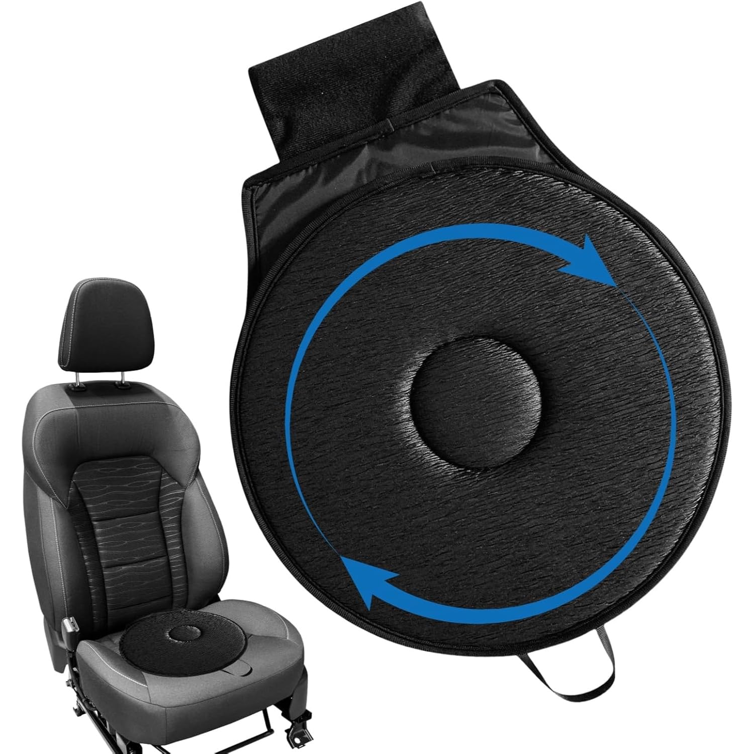 Rotating Cushion for Car Seat Seniors, 360° Rotating Seat Cushion, Car, Entry and Exit, Car Mobility Aid, Chair Cushion for Disabled and Pregnant Women (Black)-image-31