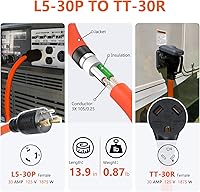 Vista 4 de Adaptador de generador RV de 30 amperios a 30 amperios, adaptador RV de 3 clavijas y 30 amperios, enchufe macho L5-30P a receptáculo hembra TT-30R