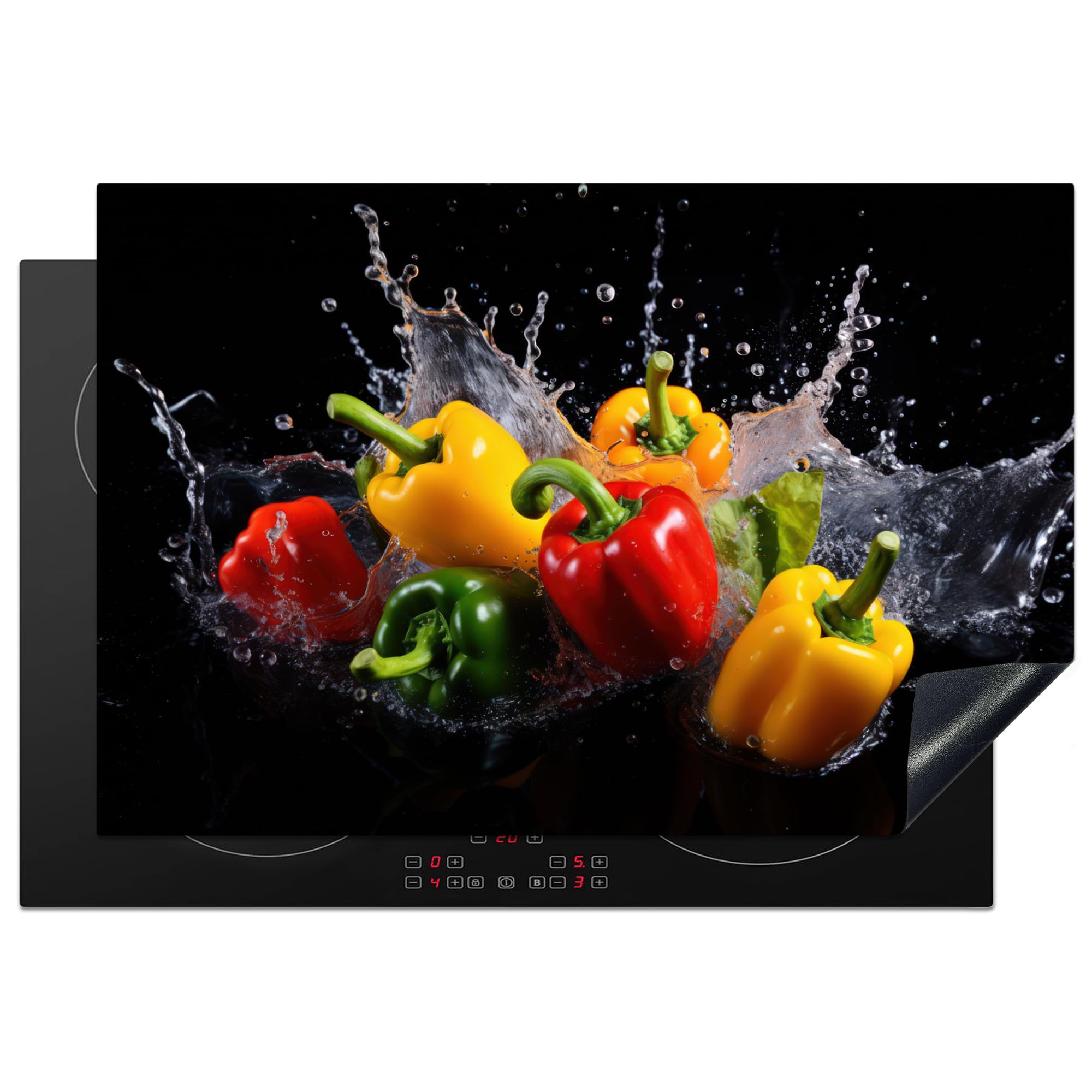 KitchenYeah© Induction Hob Protector Mat 20.5"x30.7" / 78x52 cm Cooker Top Protectors Cover Ceramic Covers Electric Hobs Vinyl Sweet Pepper - Black - Water - Red - Yellow
