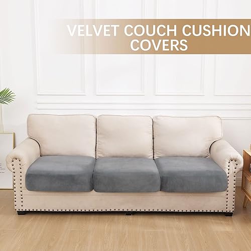 Vista 108 de hyha Fundas de cojín de terciopelo para sofá, fundas elásticas para asiento de sofá modular, en forma de L para sofá seccional, funda de cojín suave