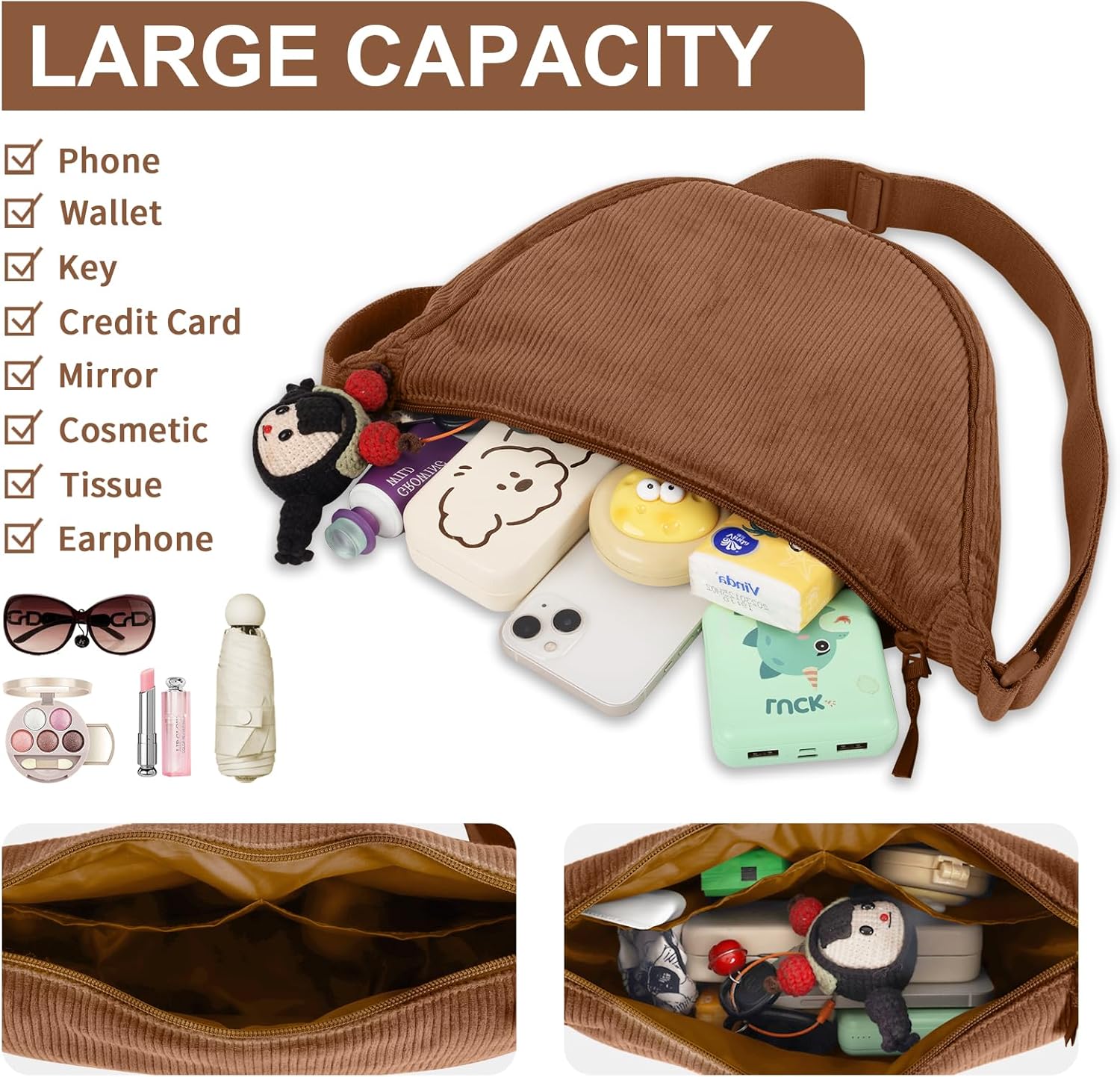 Nylon Crescent Crossbody Bag for Women Purses Trendy Men,Small Travel Sling Bag Hobo - Image 5