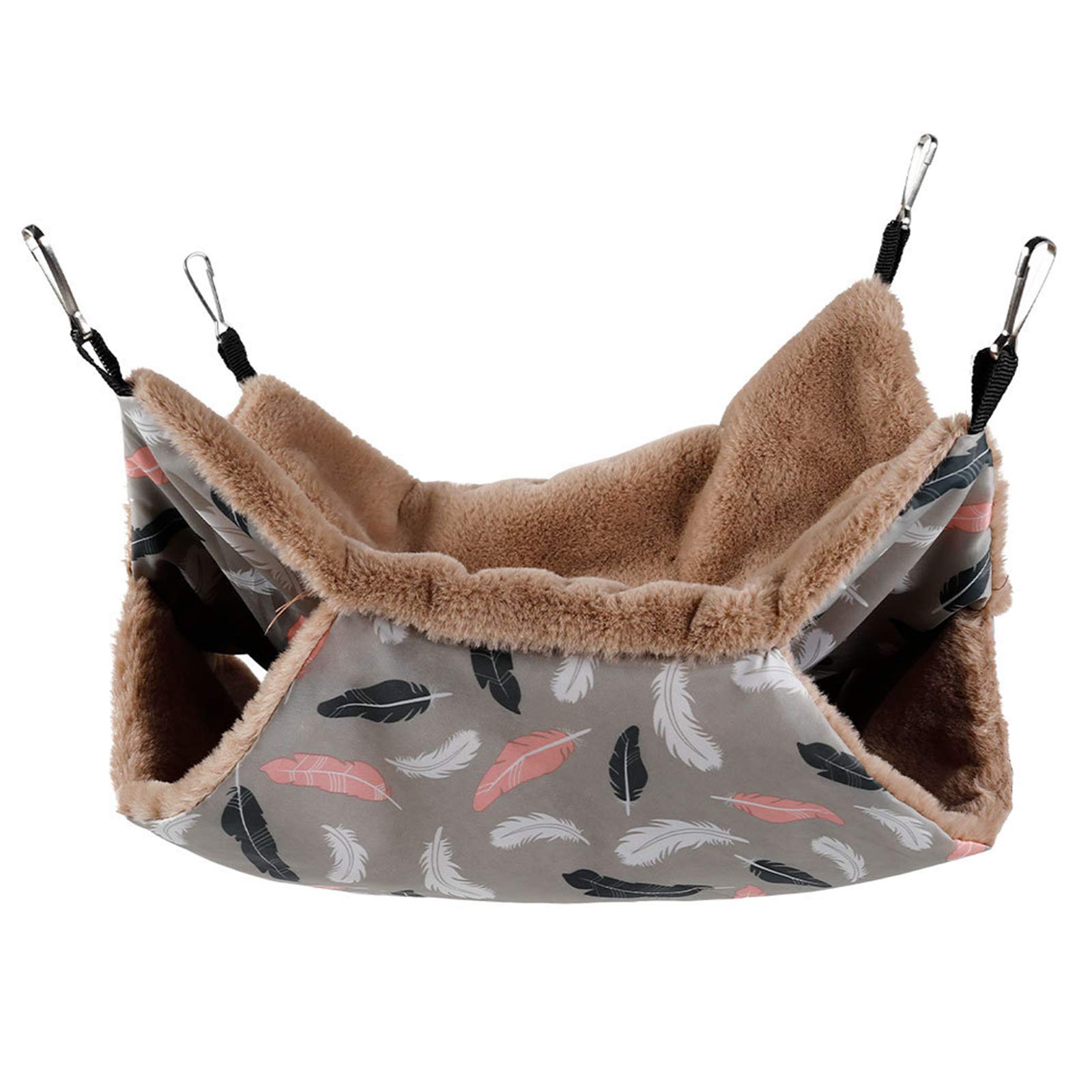 M_ブラウン AmzBarley 小動物用ハンモック ハムスター【二重層 2サイズ