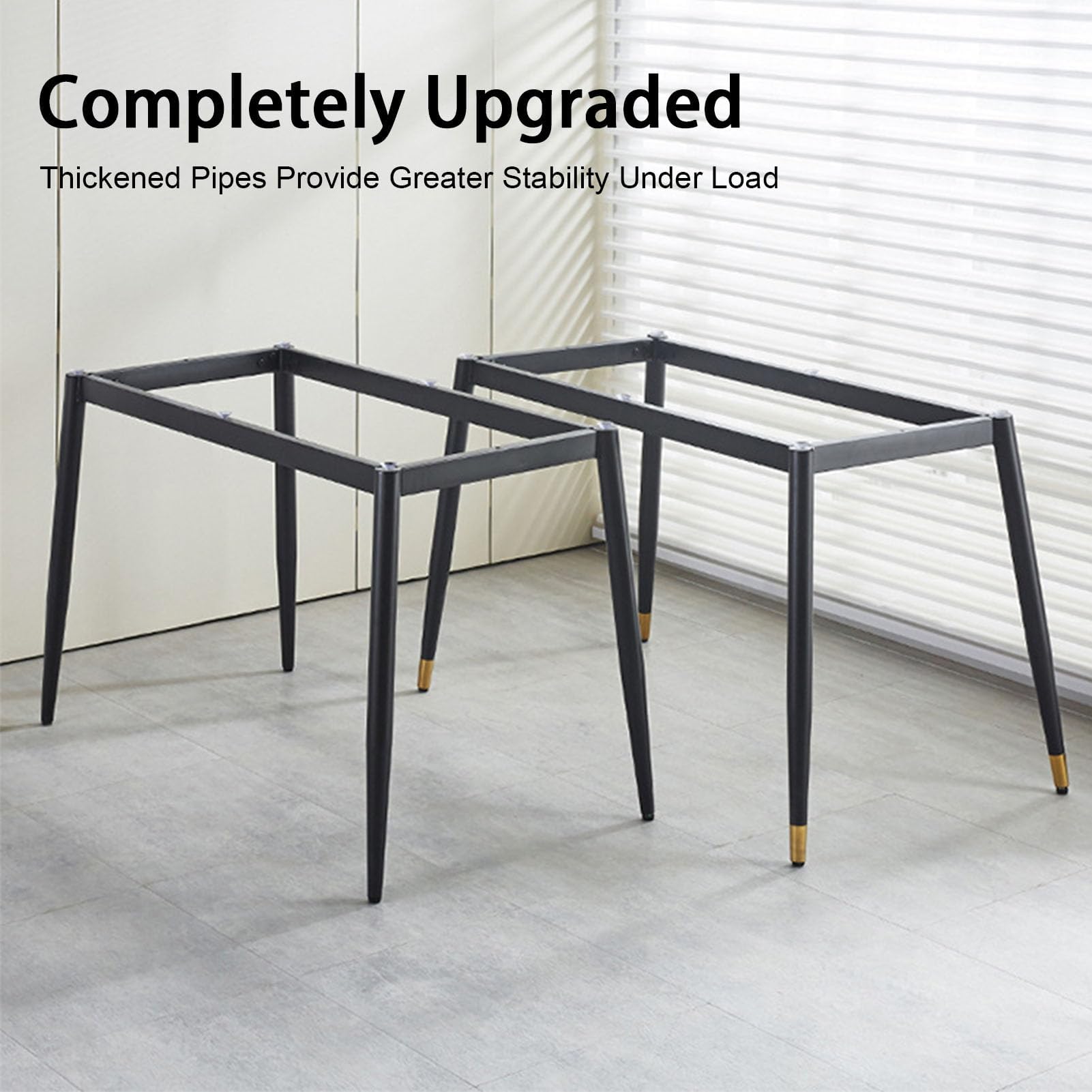 GAOXIAO Pies Acero Inoxidable Negro Mesa Mueble Ajustable Regulable Altura Patas de Mesa Escritorio, Patas Telescópicas Plegables, Abatibles de Hierro Robusto Portátil A 120x60cm