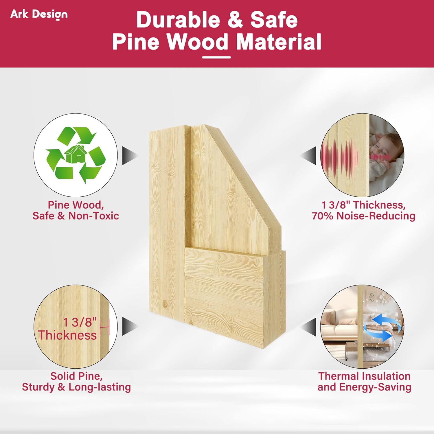 24" x 80" French Doors Slab, 2-Lite Pine Solid Core Panel Interior Door for Hallway, Bedroom, Unfinished & Ready-to-Stain Pine Door Panel w/o Borehole or Hinges