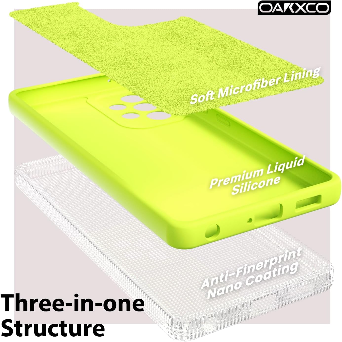 oakxco for Samsung Galaxy A52 5G Case Liquid Silicone, Slim Soft Rubber TPU Plain Smooth Gel Matte Protective Cover for Women Girl, Fluorescent Bright Solid Color, Lime Neon Yellow image 5