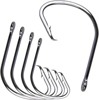 Circle Hooks for Catfish,50pcs/Box Saltwater Fishing Hooks High Carbon Steel Offset Inline Hooks Fishing Tackle for Bass Trout Freshwater