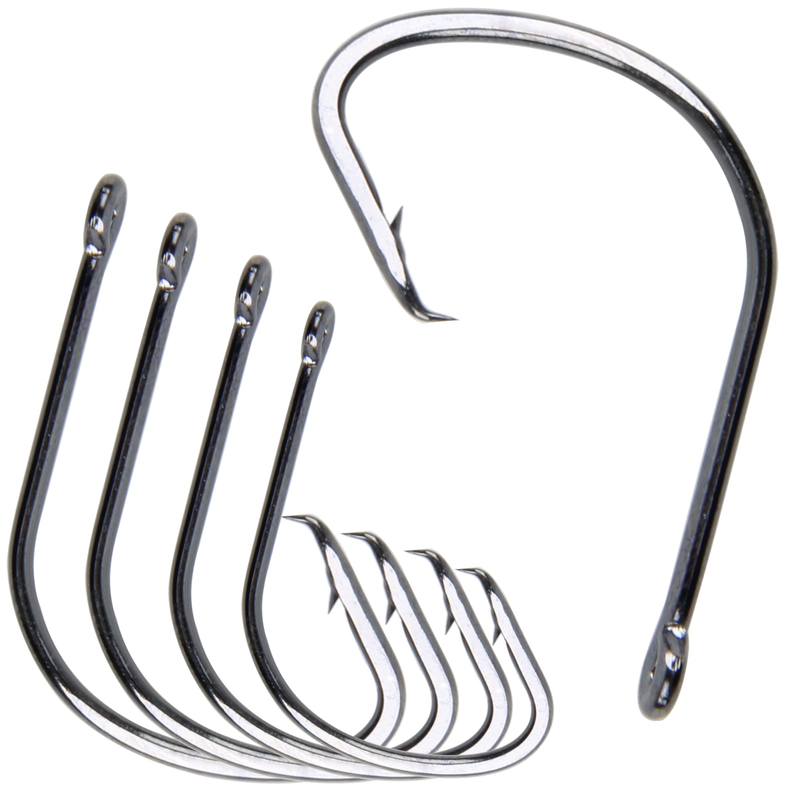 Circle Hooks for Catfish,50pcs/Box Saltwater Fishing Hooks High Carbon Steel Offset Inline Hooks Fishing Tackle for Bass Trout Freshwater