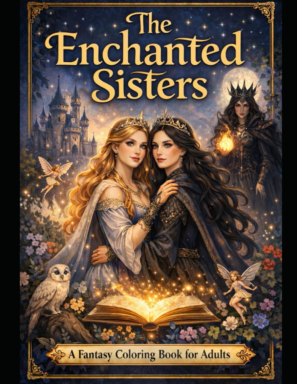 The Enchanted Sisters: A Fantasy Coloring Book for Adults