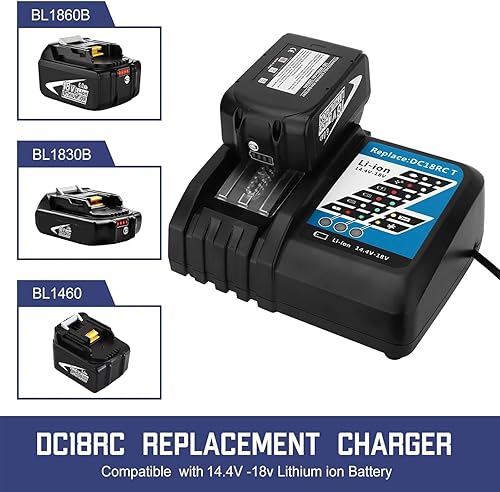 Miniatura 3 de 14.4V-18V DC18RC Charger Replacement for Makita Charger Compatible with 18V Battery Charger DC18RD DC18RA DC18SD DC18SE and 18V Lithium-Ion Battery