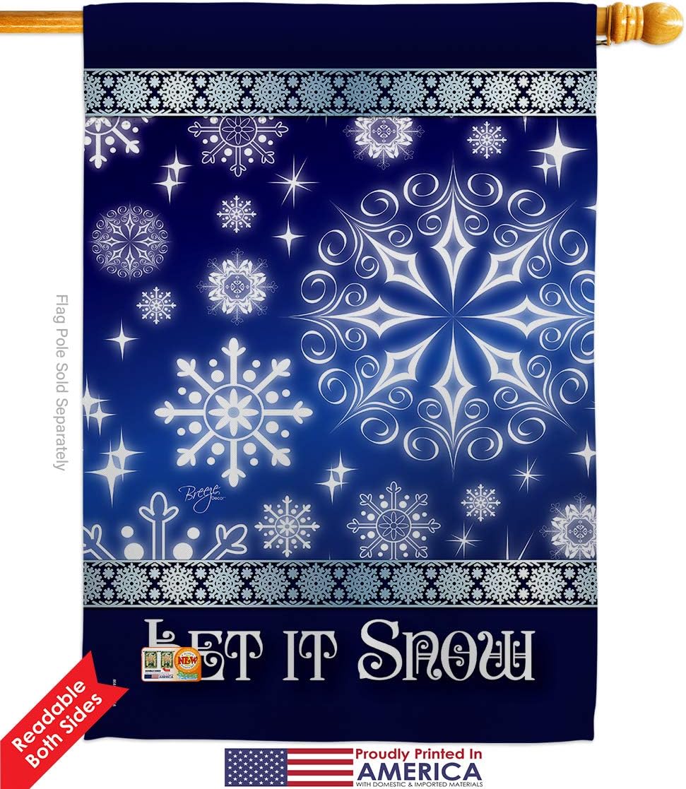 Breeze Decor Winter Wonderland Let It Snow Dream Garden House Flags Set Snowflake Snowman Ice Skate Season Wintertime Small Decorative Gift Yard Banner Double-Sided Imported 28 X 40