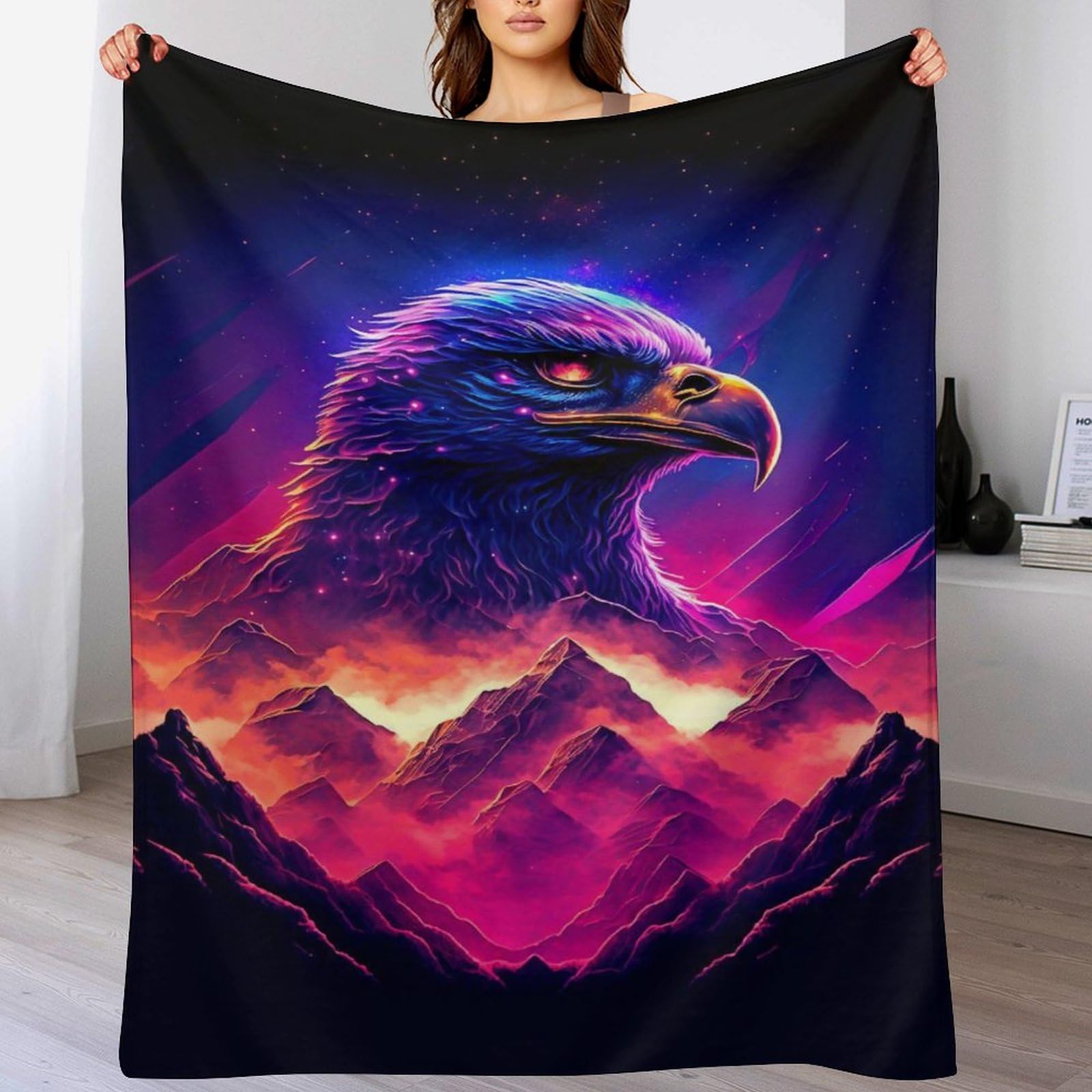 Manta de sofá de franela con diseño de águila para tardes acogedoras en el salón