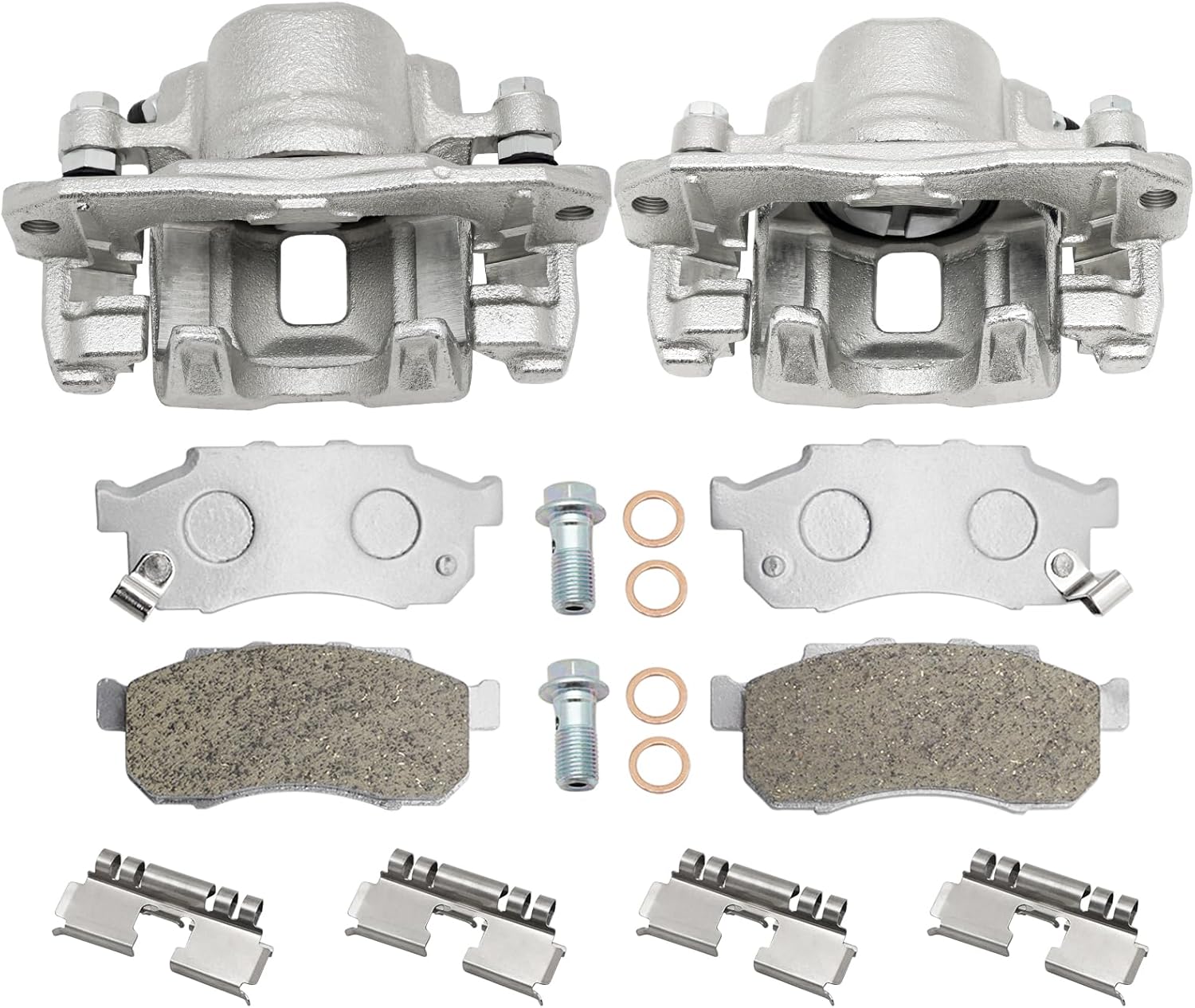 M MATI Front Left Right Brake Caliper & Ceramic Pads Kit for Honda Big Red 700 MUV700 2009 2010 2011 2012 2013 45150-HL1-A01 45250-HL1-A01 45150-HL1-A02 45250-HL1-A02 06451-HL1-A01 06452-HL1-A01
