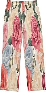 Pantalones de pijama para niños, color azul rosa, pantalones de pijama suaves, cómodos pantalones largos con 2 bolsillos