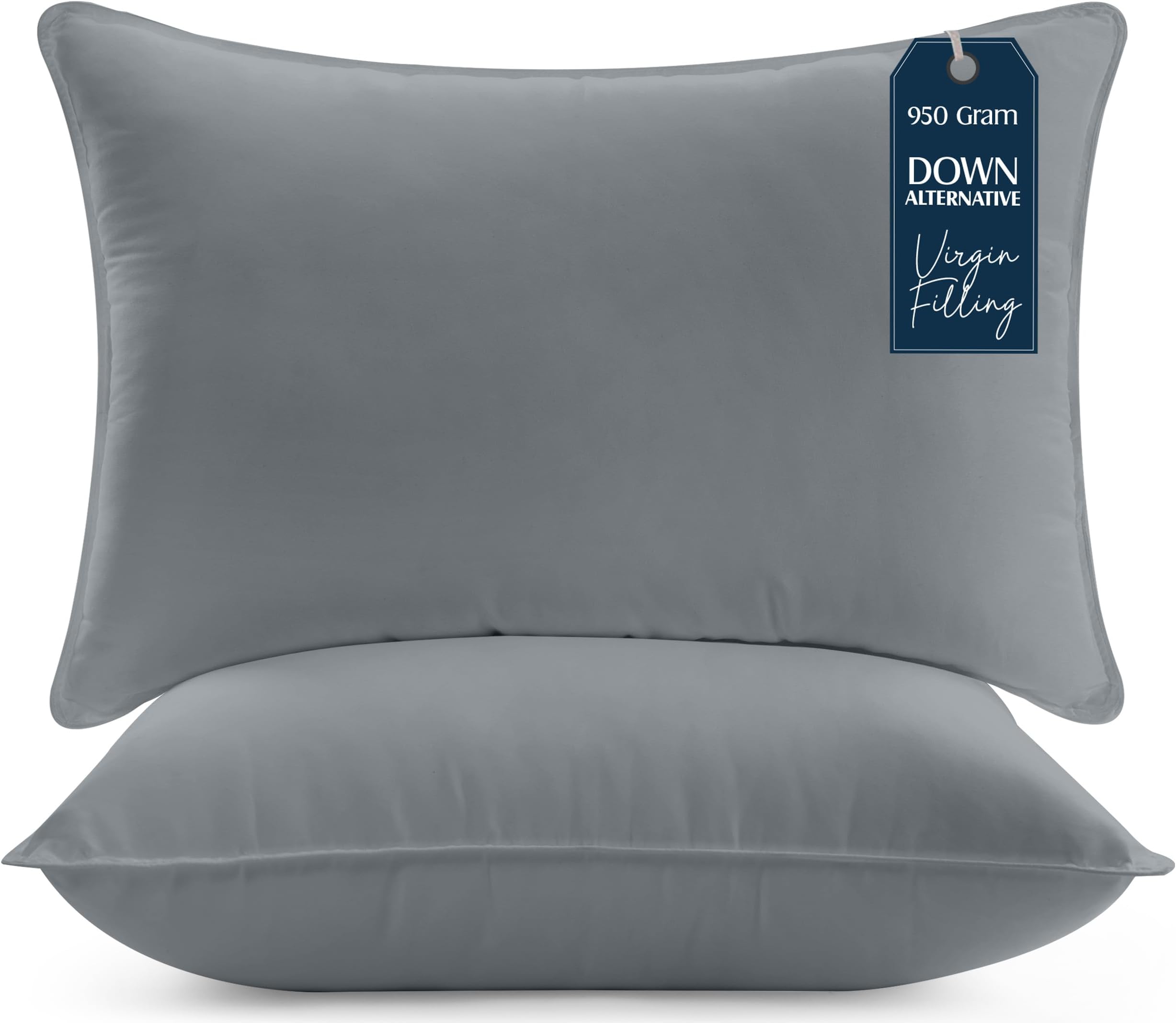 Utopia Bedding Bed Pillows for Sleeping (Grey), Standard Size, Set of 2, Hotel Pillow, Cooling Pillows for Side, Back or Stomach Sleepers