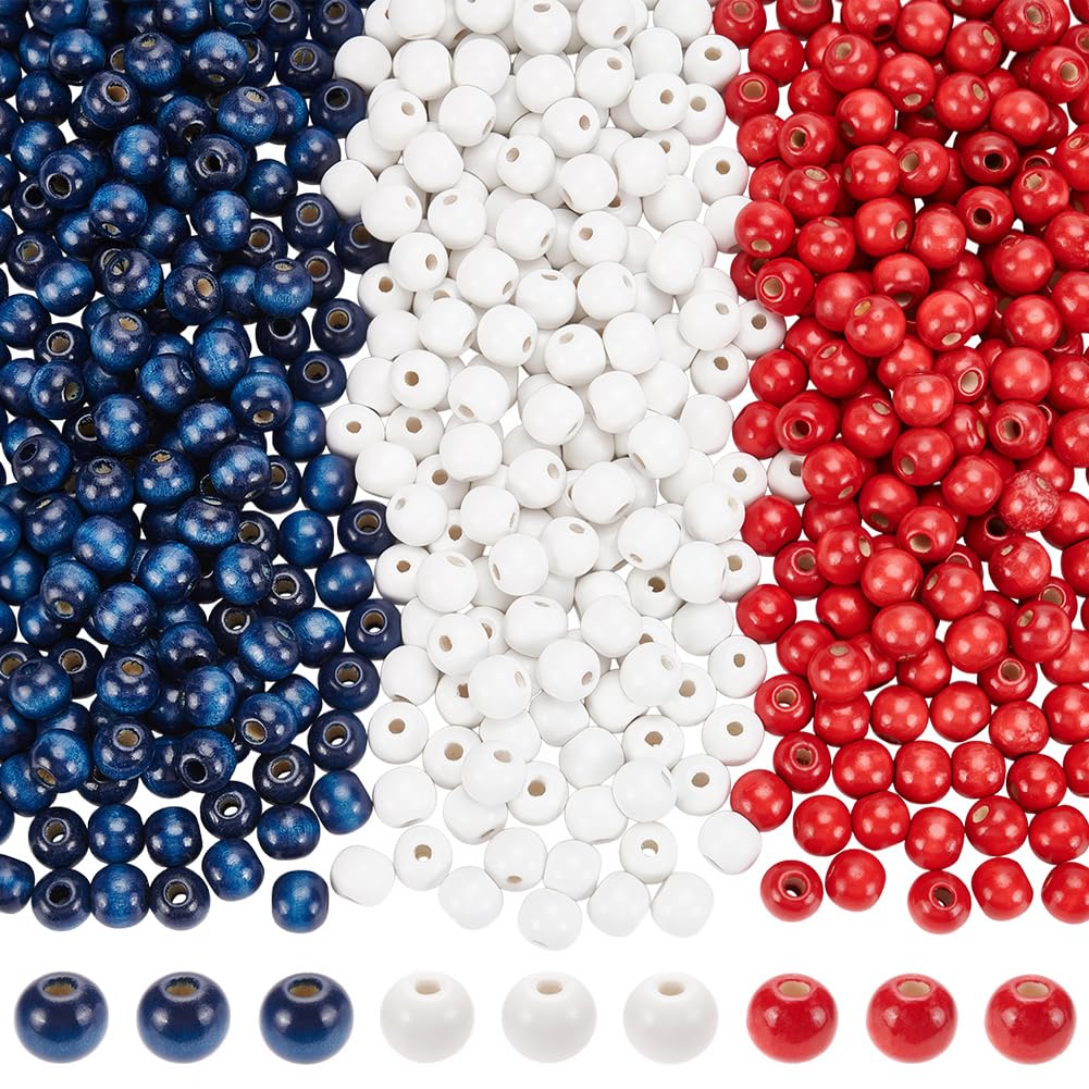 Perles en bois patriotiques pour guirlande de fête nationale américaine