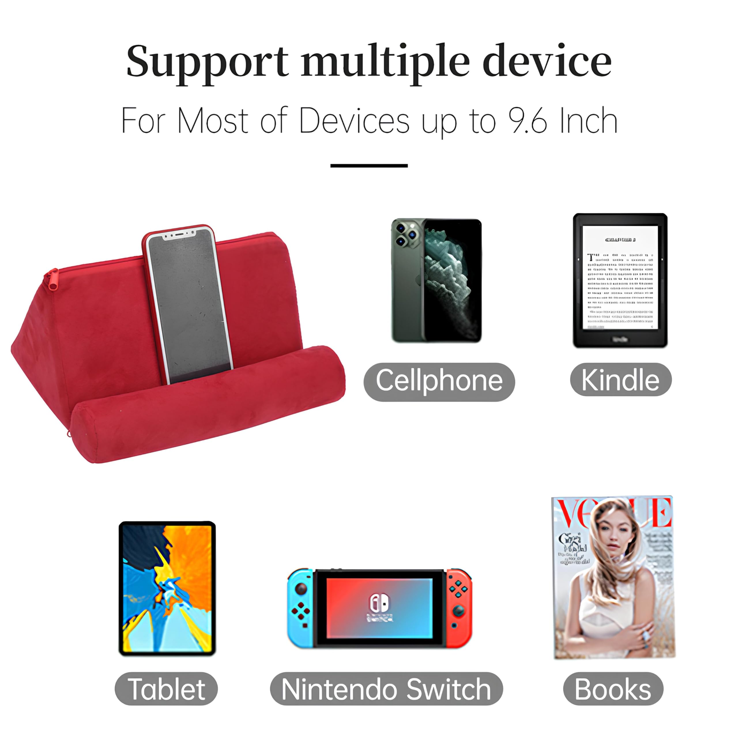 Supporto Tablet Letto, Leggio da Letto con Cuscino Comodo per Tablet, E-reader, Libri e Riviste, Porta Tablet da Pieghevole e Portatile