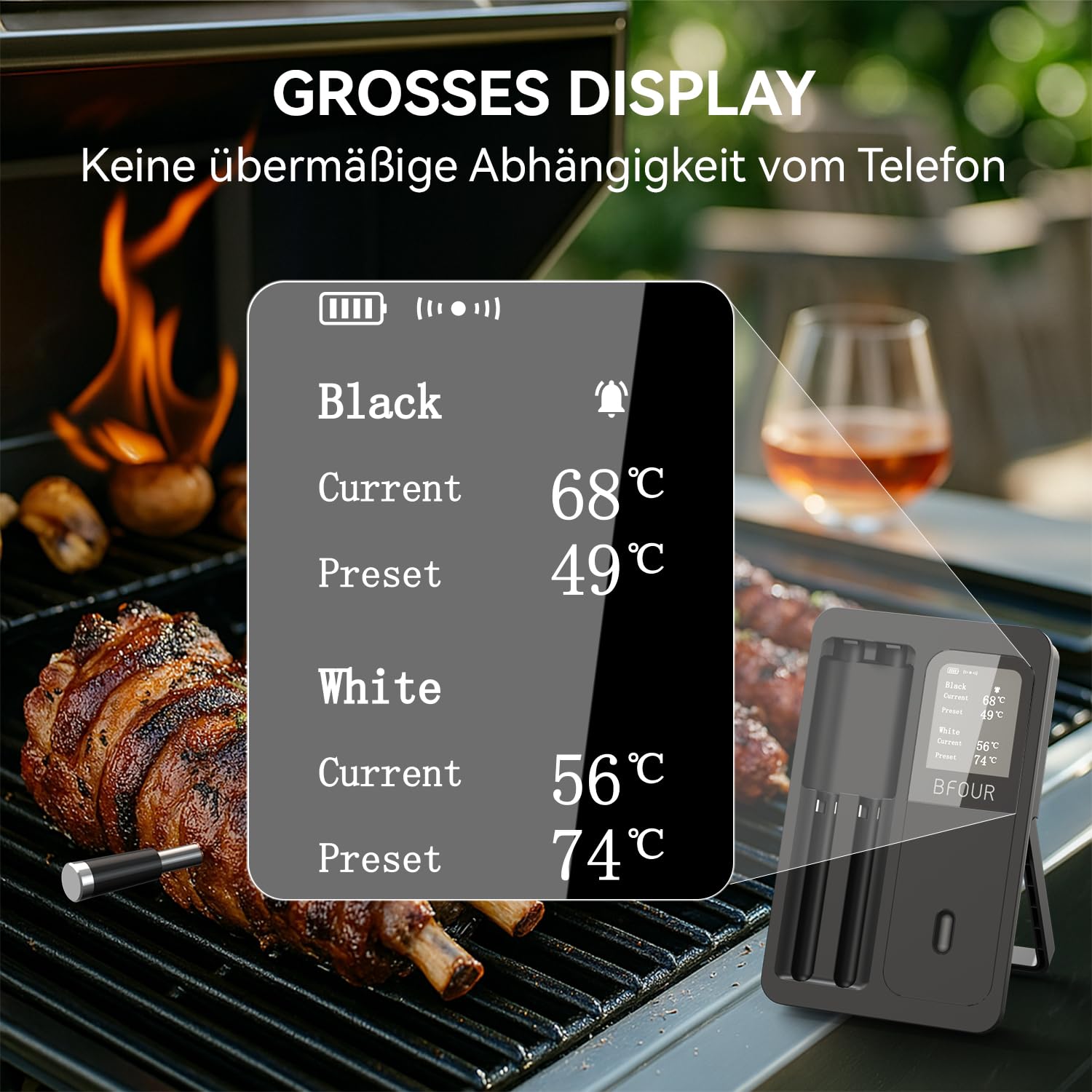 Accessoire Cuisson Précise MEATER Thermomètre Viande Intelligent Sans Fil | Sonde Bluetooth | Guide Cuisson Appli | Pour Grill Fumoir Sonde Meater