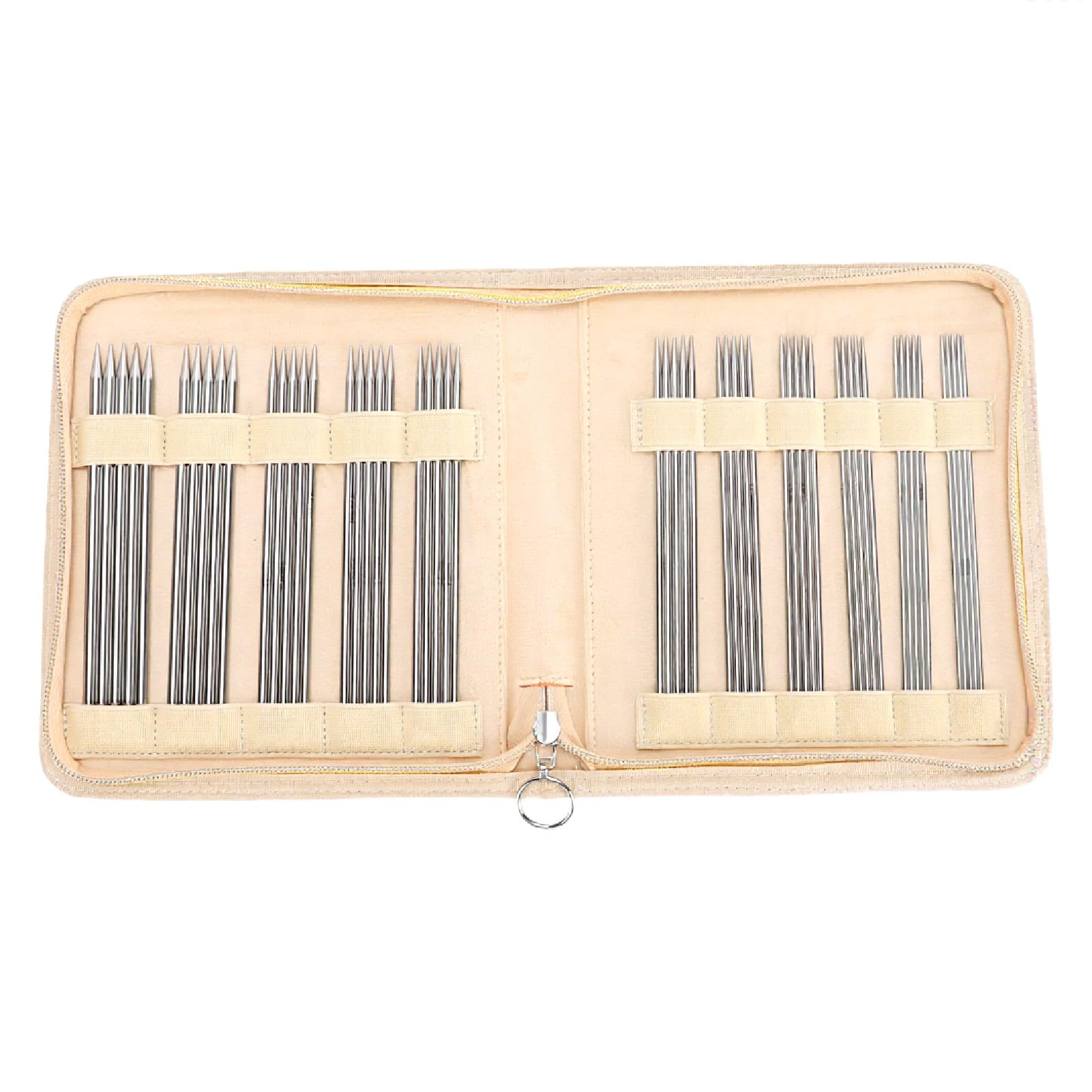GOWENIC Edelstahl-Doppelspitz-Stricknadel-Set, 55-teilig, 2,0 Mm Bis 5,0 Mm, Metall-Stricknadeln mit Aufbewahrungstasche für Socken, Hüte, Glatt Poliert, Rostfrei