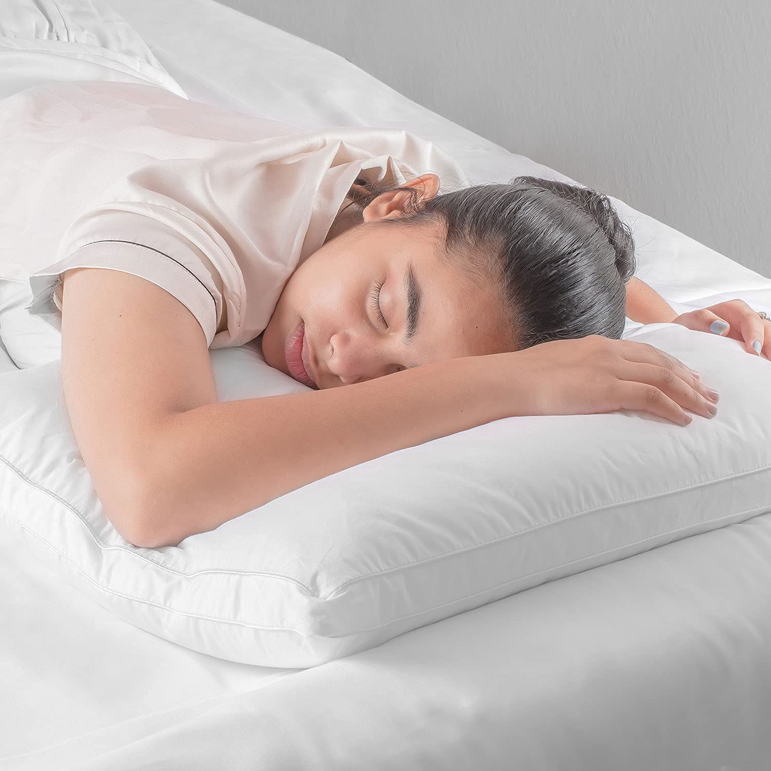 HONEYFEEL® Indian Made No.1 Standard Pillow 40% Down 60% Kudos Fiber Balls Mimic Premium Sleeping (Set of 1) 18 x 27 in 1