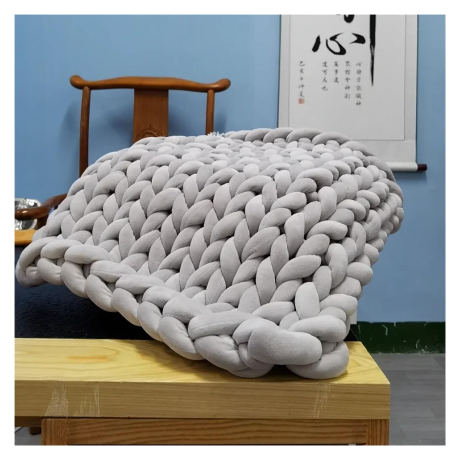 Gruesa 1KG de terciopelo grueso súper voluminoso hilo tejido a mano cesta manta alfombras gigante DIY brazo tejida a(Beige 1KG)