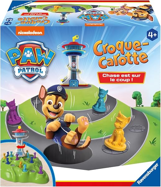 Ravensburger - Croque Carotte Pat'Patrouille - Jeu de Parcours Rigolo - Chase Quartier Général - 2 à 4 Joueurs - Dès 4 Ans - 22385 - Version Française