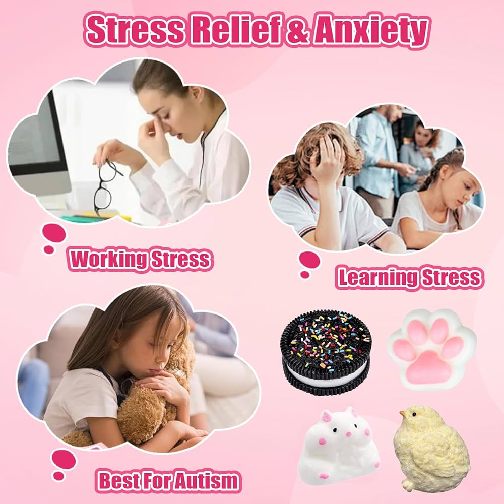 Taba Jelly Squishies Rainbow Cake - FuFu Squeeze Stress Relief Toy For Kids & Adults - Stretchy & Sticky Fun Sensory Play With Decorations - Relaxing Fidget Toy For Anxiety Relief