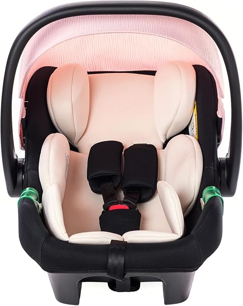 Shineey 3 in 1 Baby Stroller with Height Adjustable Handle,3 in 1 Prams Travel System, Lightweight Foldable Pushchair, Prams with Aluminum Frame for Portable Baby Carriage (D2 Pink, H2-D) in use