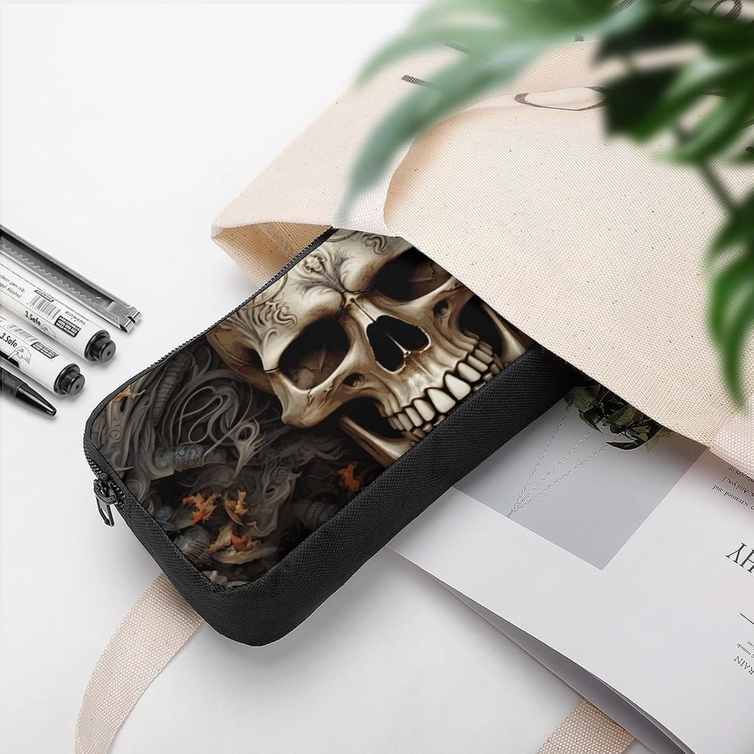 Skulls Pencil Case Large Capacity Pencil Pouch image 5