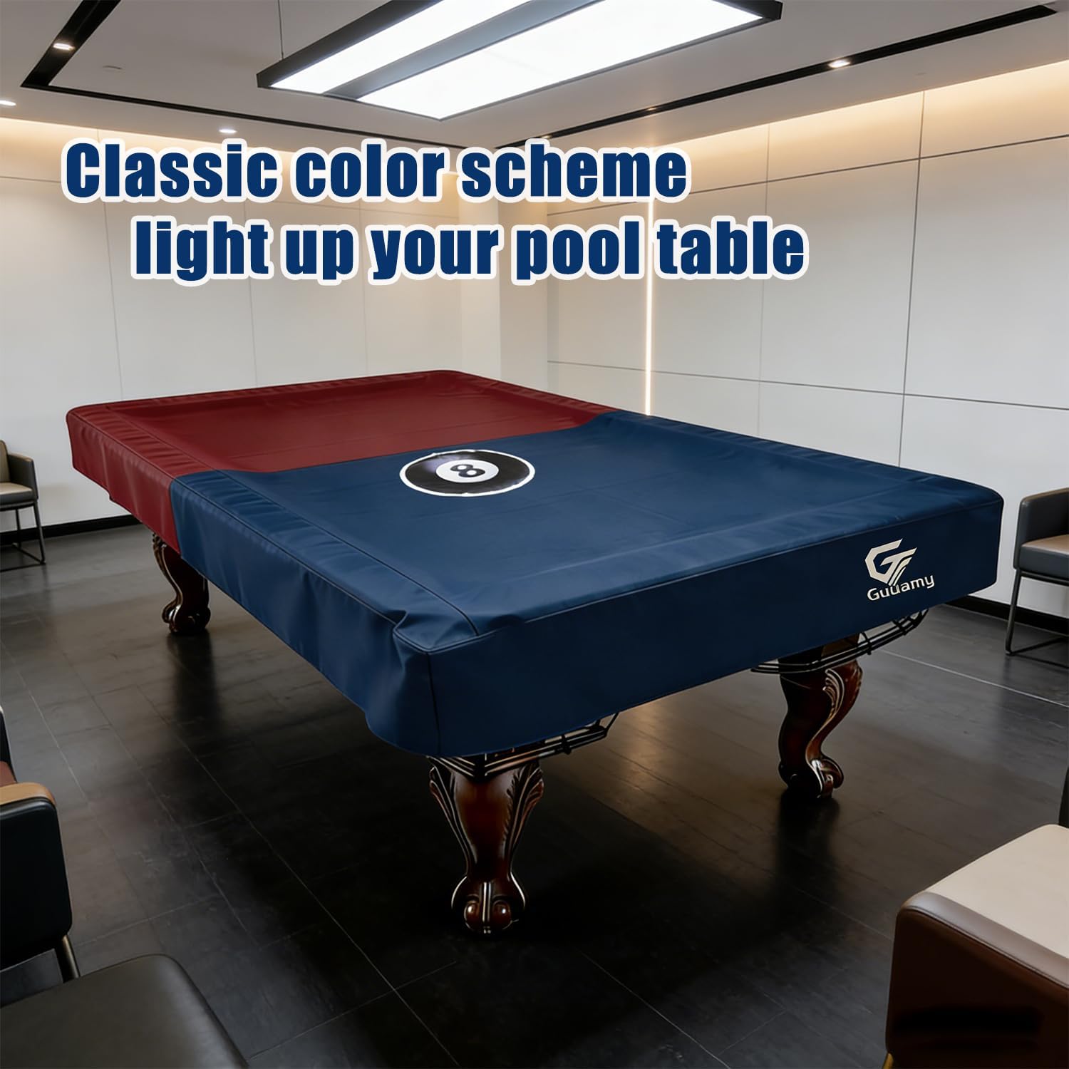 7FT (92"L x 52"W x 8"H) Heavy Duty Leatherette Pool Table Cover – Waterproof, Scratch-Resistant, All-Season Protection for Indoor/Outdoor Use – Red/Dark Blue