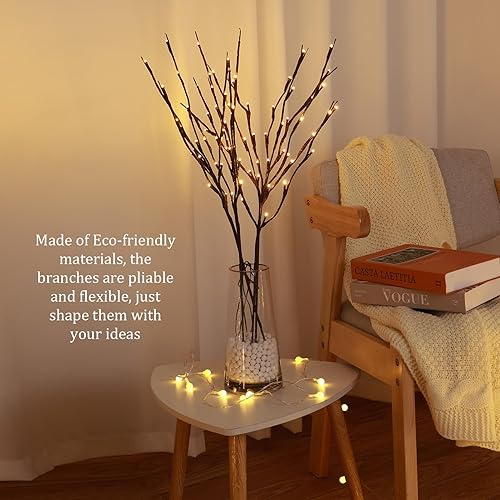 Miniatura 6 de Jcocylse Árbol de abedul iluminado de 29.7 pulgadas para decoración de Navidad, paquete de 4 árboles de Navidad artificiales con 20 luces LED,
