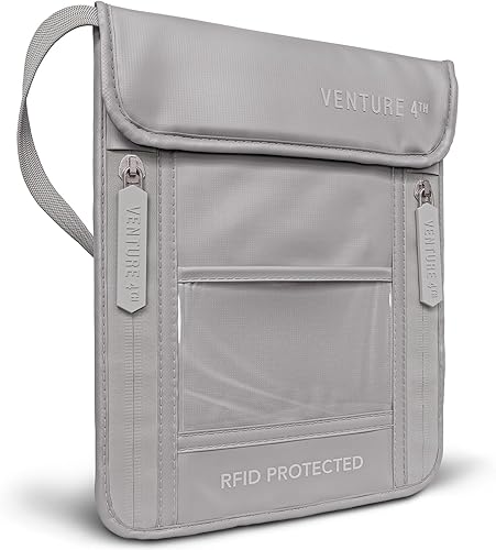 Vista 45 de Venture 4th bolsa de cuello de viaje con traba RFID, gris), V4-01-NP-GR