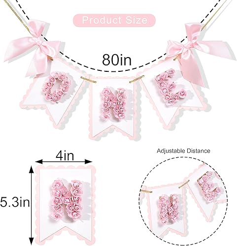 Miniatura 5 de Cartel de flor para silla alta de primer cumpleaños  Cartel de un cumpleaños rosa y dorado, decoración de princesa de primer cumpleaños, pancarta de