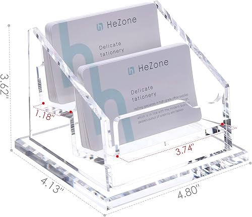 Miniatura 7 de Tarjetero de visita para exhibición de escritorio, suministros de oficina de acrílico transparente, soporte organizador de tarjetas, 2 ranuras, 1